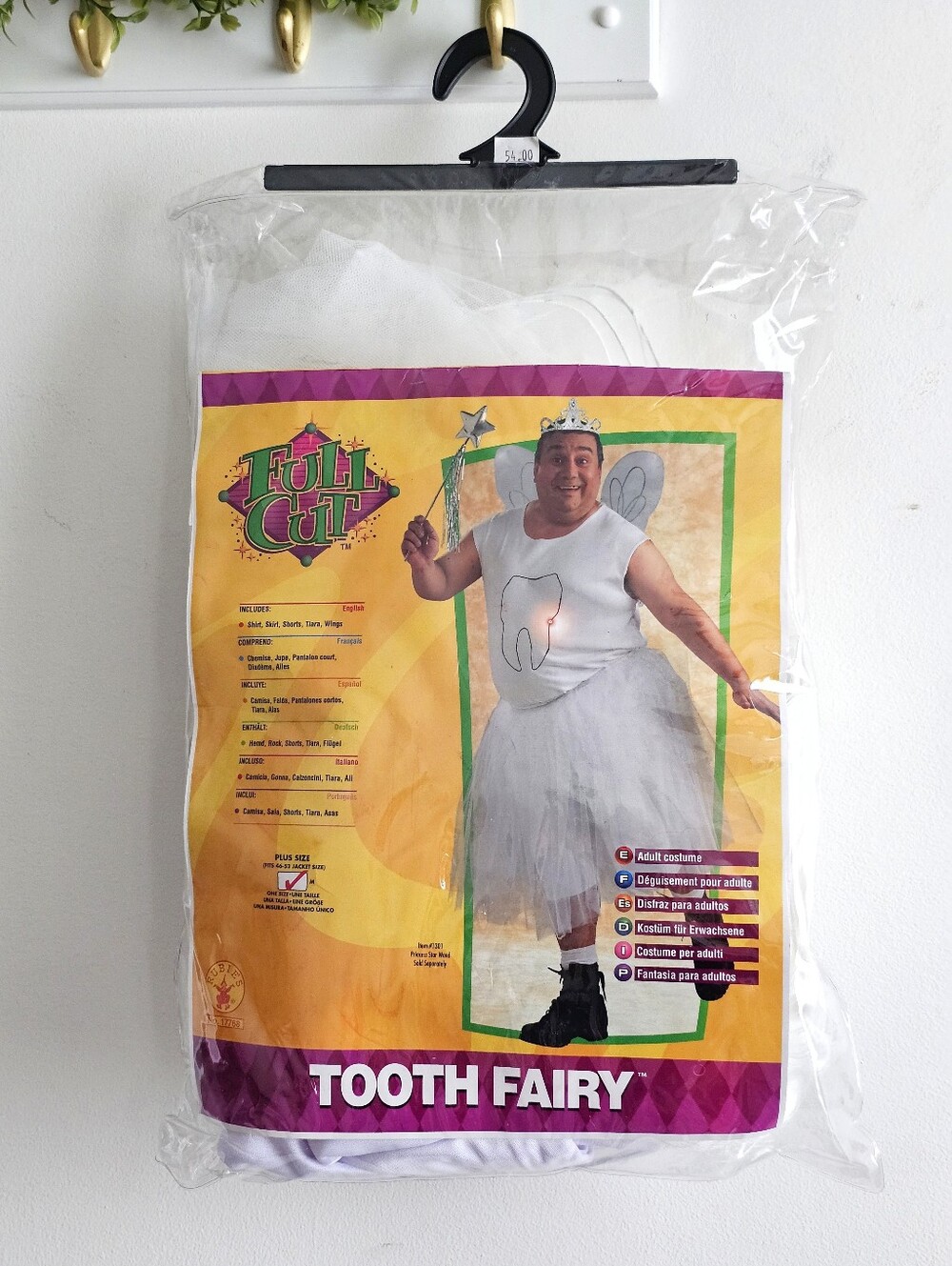 Full Cut Tooth Fairy Costume Adult Medium M White Tutu Wings Tiara Wig Halloween
